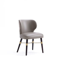 Manhattan Comfort Strine 21.65" Modern Velvet and Leatherette Upholstered Dining Chair - Dark Taupe-Elegant Modern Dining Chair Perfect for Dining and Accent Living Room Use