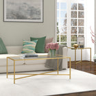 Hudson&Canal Henley 48"W Rectangular Coffee Table with Glass Top - Brass-Features easy assembly