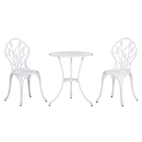 Outsunny 3-Piece Balcony Patio Bistro Set - White-3-piece bistro set: 1 round table and 2 chairs 