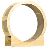 PawHut 36" Cat Wheel with Brake and Scratching Pads - Oak-Supportive design ensures smoother rotation for active cats 