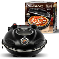 Granitestone Piezano Indoor Pizza Oven with Ceramic Pizza Stone - Black -Experience the taste of pizzeria-style pies right from home. Bake your personalized version on the stone surface and enjoy a cheesy, crispy crust pizza made in your kitchen, without turning on your oven