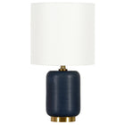 Hudson&Canal - Lampe de table en céramique Lambert (38 cm) avec abat-jour en tissu - Bleu marine mat/blanc-Design moderne et contemporain pour votre salon, espace de travail ou table de chevet