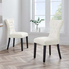 Modway Silhouette Performance Velvet Dining Chairs - White - 2 Pack-Dense Foam Padding for Comfort
