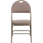 Flash Furniture HERCULES Series Ultra-Premium Triple Braced Fabric Metal Folding Chairs with Easy-Carry Handle -  Beige - 4 Pack-Set of 4 Padded Metal Folding Chairs - Carrying Handle Cutout