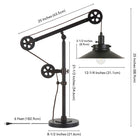 Hudson&Canal Descartes 29" Tall Wide Brim/Pulley System Table Lamp with Metal Shade - Blackened Bronze/Blackened Bronze-9