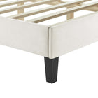 Modway Leah Chevron Tufted Performance Velvet Full Platform Bed with Tapered Black Wood Legs - White-Bed Frame Weight Capacity: 800 lbs