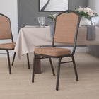 Flash Furniture – Chaise de banquet empilable Hercules à dossier en couronne, tissu à motif diamant or avec cadre à veine dorée-Siège et dossier rembourrés