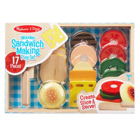 Melissa & Doug Ensemble de préparation de sandwichs en bois pour jouer avec les aliments -16 ingrédients de sandwich en bois pour empiler votre sandwich comme vous le souhaitez