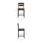 Modway Jax Oak Wood Counter Stool With Wavy Razor Back and Cushion - Black Cocoa-Wavy Razor Back