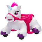 Qaba 12V Kids Unicorn Ride-On Toy with Carrot - White-Powerful 12V battery with dual motors provides 50 minutes of playtime 