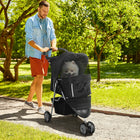 PawHut Deluxe 3-Wheel Pet Stroller with Brake, Canopy and Cupholders - Black-Lockable wheels ensure a smooth, secure ride 