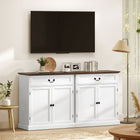 HOMCOM 31.5" L Sideboard Buffet Cabinet - White Wood Grain-Smooth, quiet drawer glides open with ease for peaceful mornings or relaxed evenings