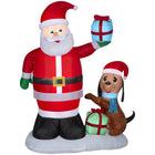 GEMMY Airblown Inflatable Christmas Santa and Puppy Dog with Giftbox Scene - 72"-Lights up with energy-efficient LED light