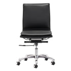 Zuo Lider Plus Armless Office Chair - Black-Plush and durable faux leather fabric