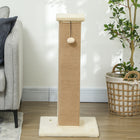 PawHut - Griffoir pour chat 32 po pour intérieur avec balle à taquiner en sisal, beige-Couleur : Beige 