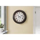 Monarch Specialties Clocks 20" Round Wall Clock - Brown-The quartz movement ensures accurate timekeeping, while the large, printed roman numeric markings makes it easy to read at a glance