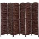 HOMCOM 6 Panels Hand-Woven Freestanding Room Divider for Home Office - Brown-Great for creating a personal space or dividing up large rooms
