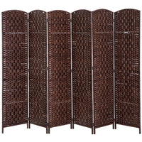 HOMCOM 6 Panels Hand-Woven Freestanding Room Divider for Home Office - Brown-Great for creating a personal space or dividing up large rooms
