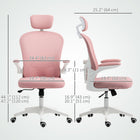 Vinsetto - Chaise de bureau en maille avec appui-tête et soutien lombaire 4D - rose-L’appuie-tête peut monter ou descendre et pivoter