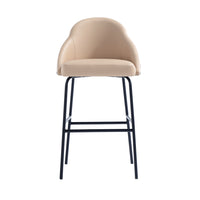 Manhattan Comfort Gracie 22" Modern Leatherette Upholstered Barstool - Tan and Black-Modern Barstool with Backseat Perfect for Bar and Kitchen Use