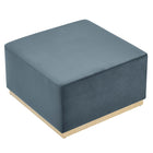 Modway Tilden Large 28" Square Performance Velvet Upholstered Ottoman - Cadet Blue/Natural-Arrives Fully Assembled