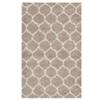 Modway Solvea Moroccan Trellis Shag Area Rug - 5 ft W x 8 ft L - Beige/Ivory-Moroccan Trellis Shag Area Rug