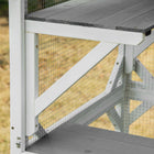 PawHut 31.5" L Outdoor Large Catio Cat House with Wheels and Resting Box - White/Grey-Built from solid fir wood coated with pet-friendly painting and galvanized wire mesh to ensure stability 
