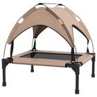 PawHut Elevated Cooling Dog Cot Bed with Canopy for Small and Medium Dogs - Coffee-Water-repellent and UV-resistant canopy shields pets from rain and sun 