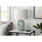 Monarch Specialties 26" H Contemporary Table Lamp - Green Ceramic / Ivory / Cream Shade-Topped with a luxurious linen-blend ivory fabric shade, this decorative lamp casts a warm and inviting ambiance, making it an ideal accent piece for your end or side table or nightstand
