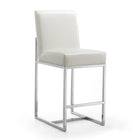 Manhattan Comfort - Element tabouret de comptoir moderne 16,34" en similicuir blanc perle et chrome poli - lot de 3-Conception de dos serré