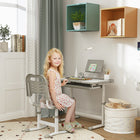 Qaba - Ensemble bureau et chaise pour enfants réglable en hauteur, bureau d’écriture pour étudiant - gris-Vos enfants peuvent également ajuster l’angle du plateau jusqu’à 45°  

