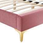 Modway - Sutton Performance Velvet Cadre de lit simple, Rose poussiéreuse-Pieds en métal doré avec des capuchons sans marque
