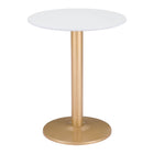 Zuo Alto Bistro Table - White/Gold-Colour: White/Gold