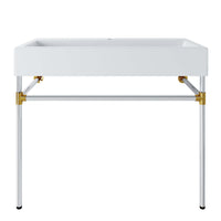 Modway - Redeem Fixation murale en acier inoxydable argenté de 40" Vanette de salle de bain - Blanc argenté-Vanité de salle de bain contemporaine