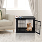 PawHut 26" Wooden Pet Crate Kennel with Double Door Entrance - Black-Modern style, can be combined with your other home furniture 