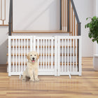 PawHut Free Standing Wooden Foldable Gate Barrier-Free-standing design and can be folded out into the wide zig-zag shape, allowing you to use in full hallways, double doors, doorways, staircase and more 