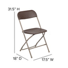 Flash Furniture HERCULES Series Premium Brown Plastic Folding Chair - 10 Pack-Brown Powder Coated Frame Finish