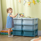 Qaba - Organisateur de rangement pour jouets pour enfants avec 6 bacs en plastique - bleu-Facile à ouvrir et à fermer, adapté à votre petit  
