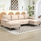 HOMCOM - Canapé en U avec double méridienne pour salon - beige-Assise confortable avec ressorts et coussins de siège remplis de mousse haute densité 