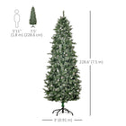 HOMCOM 7.5' Snow-Flocked Artifical Christmas Tree with Pine Cones and Metal Base - Green-Base is detachable and foldable for easy storage 
