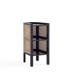 Manhattan Comfort Versailles 11.81" Industry Chic End Table - Black/Natural Cane-Modern - Industry Chic Cane End Table Perfect for Living Room and Bedroom Use