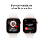 Apple - Watch Series 11 - 42 mm - GPS - Boîtier en aluminium Or rose avec Bracelet sport Rose tendre, Petite/Moyenne-Écran en verre ultradurable offrant 2x plus de résistance aux égratignures qu’Apple Watch Series 1010. Elle est aussi étanche jusqu’à 50 mètres et résistante à la poussière (IP6X)