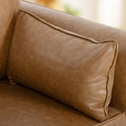 HOMCOM PU Leather Accent Chair with Wide Seat - Spring Cushion - Wood Legs - 2 Pillows for Living Room - Brown-Seat Size: 35.4" W x 19.7" D x 15.7" H (90 x 50 x 40 cm) 
