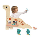 Janod Dino Garage-Features a ramp for sliding and a lift for safe descents.