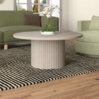 Hudson&Canal Rollan 32"W Round Coffee Table - Alder White-Tabletop features a weight capacity of 75 lbs