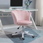 HOMCOM Mid Back Velvet Office Chair with Swivel Wheels - Pink-Adjustable seat height can match your desk or your sitting style