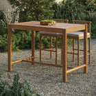 Modway Eleni Rectangle 56" Outdoor Teak Wood Rectangular Bar Table - Natural-Slatted Tabletop