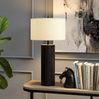 Hudson&Canal York 29.5" Tall Table Lamp with Fabric Shade - Blackened Bronze/White-Includes a 6 ft. cord with rotary socket switch