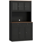 HOMCOM 71" H Pantry Cabinet with Microwave Space and Tall Kitchen Hutch - Black-Eight compartments and two drawers maximize kitchen storage options 