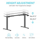 ShoppingAll - Cadre de bureau debout électrique à double moteur, réglable en hauteur - Noir-La largeur du cadre du bureau peut être réglée entre 112 cm et 165 cm pour s'adapter aux plateaux de table de 120 cm à 180 cm de longueur et de 50 cm à 100 cm de largeur (Tabletop vendu séparément)